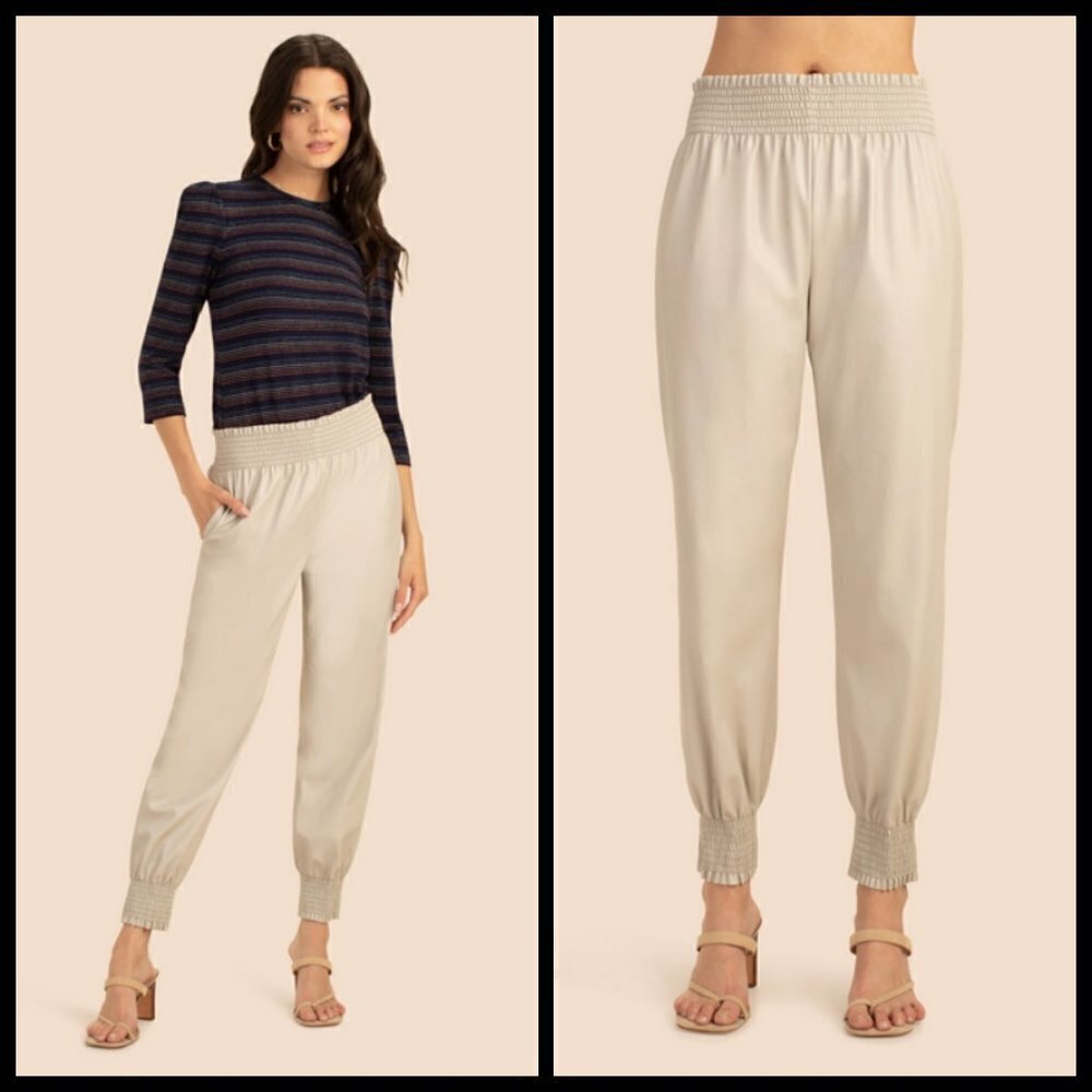 💕TRINA TURK💕 Channel Islands Pant Oyster White Light Beige Neutral Small S NWT